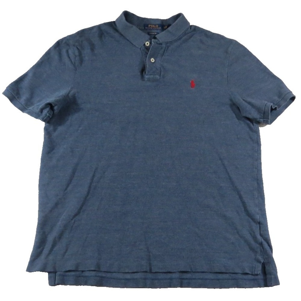 Polo Ralph Lauren Mens L Navy Blue Classic Fit Pique Cotton Pony Logo Polo Shirt